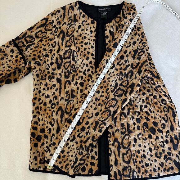 Leopard Print Quilted Open Front Blazer Size L Morgan Cole - Picture 11 of 14